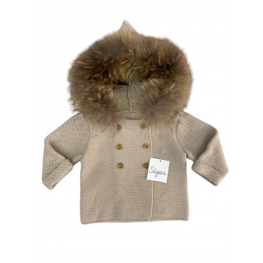 Chaqueta niño punto beige...