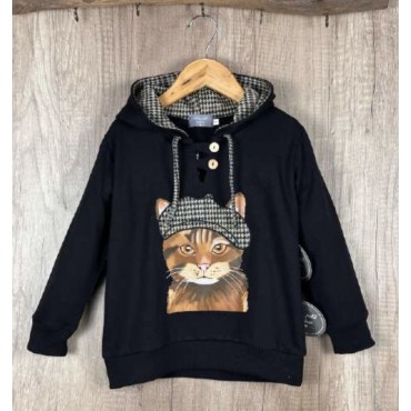 Sudadera niño capucha GATO...