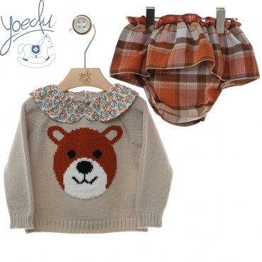 Conjunto niña jersey oso y...